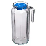 Кувшин «Кошем» с крышкой стекло 1л D=80,H=220,L=125мм прозр.,голуб.