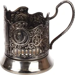 Подстаканник «Олимпийский мишка 2 герба» никель D=68,H=100мм черный