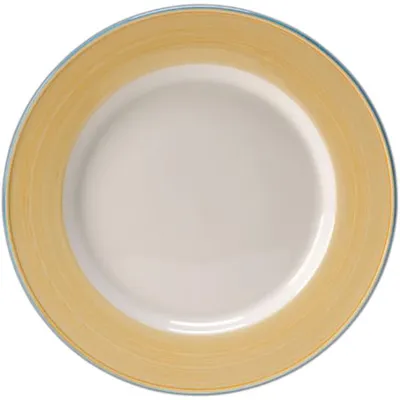 Тарелка «Рио Йеллоу» сервировочная фарфор D=300,H=25мм белый,желт.