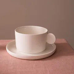 Чайная пара «Афрос» кост.фарф. 250мл D=40,H=55,L=90,B=110мм белый, изображение 2