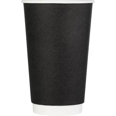 Стакан для горячих напитков одноразовый двухслойный[18шт] картон 400мл D=90,H=135мм черный, изображение 2