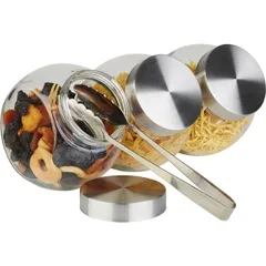 Емкость фуршетная для закусок с крышкой стекло,сталь нерж. 1л ,H=18,L=19,B=12,5см, изображение 4