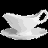 Соусник «Бистро» с блюдцем фарфор 125мл ,H=10,3,L=17,3,B=12см белый