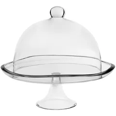 Подставка для торта «Барена» с крышкой стекло D=35,H=30,5см прозр.