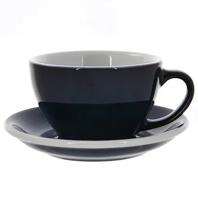 Кофейная пара «Эгг» фарфор 300мл D=110/155,H=65,L=135мм тем.син.