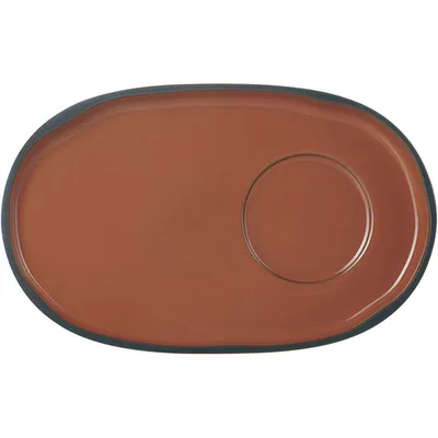 Блюдце «Карактэр» овальное керамика ,H=15,L=180,B=111мм коричнев., изображение 3