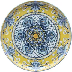 Plate “Positano” with rim  porcelain  D=21cm  cornflower blue, mustard.