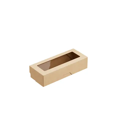 Контейнер бумажный OneBox с крышкой картон 0,5л ,H=4,L=7,B=17см св.корич., Цвет: Светло-коричневый, Объем по данным поставщика (мл): 500
