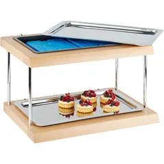 Станция буфетная 2 яруса без крышки + 4 охл. эл-та дерево,поликарбонат ,H=33,L=61,B=38,3см прозр.,ме, изображение 2