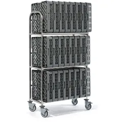 Trolley for drying cassettes, 3 tiers  stainless steel , H=170, L=100, B=49.5 cm  silver.