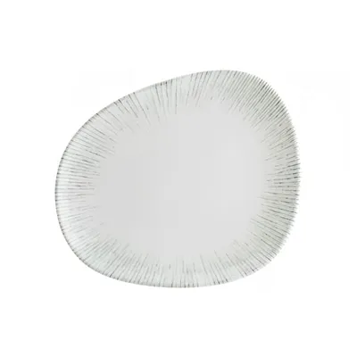 Тарелка «Ирис» асимметричная фарфор ,L=24см белый,серый