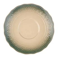 Блюдце «Эйфория» фарфор D=15/6,H=2см бежев.,зелен., Цвет: Бежевый