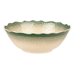 Салатник «Эйфория» фарфор 450мл D=15см бежев.,зелен., Цвет: Бежевый
