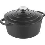 Кастрюля для запекания «Эмбер Каст Мэтт» с крышкой чугун 2,5л D=22,H=15,5см черный