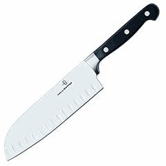 Kitchen knife "Santoku"  stainless steel, plastic  L=18 cm  black, metal.