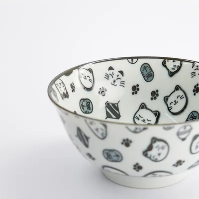 Салатник «Кэт Нэко» фарфор 0,5л D=15,H=7см белый,черный, изображение 2