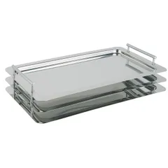 Rectangular tray “Classic” with handles  stainless steel , H=40, L=530, B=325mm  silver.