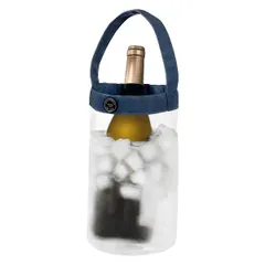 Container for cooling Wine Coolers bottles with handle  plastic, polyester  D=13.5, H=23cm  transparent, black