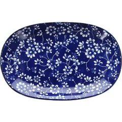 Plate “Grace” oval  porcelain ,H=3,L=23,B=15cm dark blue, white