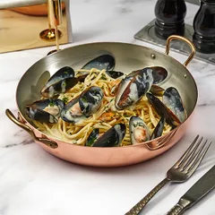 Сковорода для подачи «Купер плюс» с двумя ручками полир., с лужением медь,олово 1,2л D=230,H=45мм ме, изображение 2