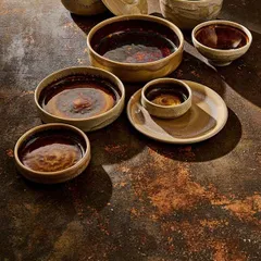 Тарелка «Аврора Везувиус Амбер» с бортом фарфор D=202,5,H=54мм бежев.,амбер, изображение 3