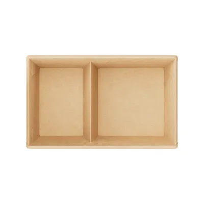 Контейнер бумажный OneClick 2 секции картон 0,8л ,H=55,L=120,B=200мм св.корич., Цвет: Светло-коричневый, Объем по данным поставщика (мл): 800, изображение 2