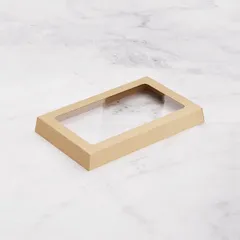 Крышка для бумажного контейнера OneClick 800 мл картон,полипроп. ,L=12,B=20см св.корич.,прозр., изображение 2