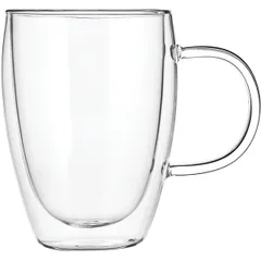 Mug for hot drinks “Prootel” double walls  thermal glass  350 ml  D=80, H=113, L=125mm  clear.