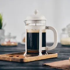 Френч-пресс «Бад» стекло борос.,пластик 0,8л D=12,H=22,5,B=15см прозр.,белый, изображение 2