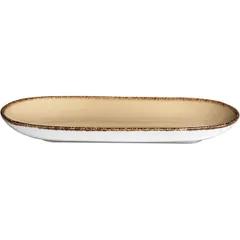Блюдо «Террамеса Вит» овальное фарфор ,H=20,L=255,B=130мм бежев., изображение 3