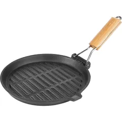 Grill pan “Amber Cast Matt”  cast iron, wood  D=250, H=18mm  black, hot. tree