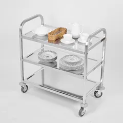 Тележка сервировочная 3 яруса сталь нерж. ,H=90,L=85,B=45см металлич., изображение 2