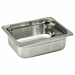 Gastronorm container (1/2) perforated  stainless steel , H=15, L=32.5, B=26.5 cm  metal.