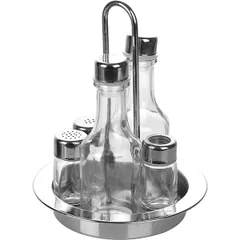 Set for spices 5 pcs.  stainless steel, glass  D=16, H=22.5, B=16cm  transparent, silver.