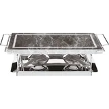 Камень д/подачи горячих блюд  мрамор,сталь нерж. ,H=12,L=37/44,B=19см зелен.,металлич.