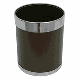 Корзина д/бумаги сталь нерж.,пластик D=22,H=31см коричнев.