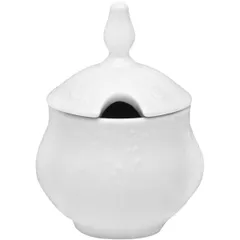 Mustard pot “Bernadotte” with lid porcelain 150ml white