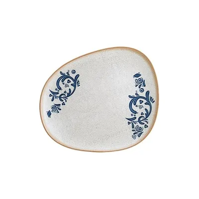 Тарелка «Виенто» асимметричная фарфор ,L=33см белый,синий