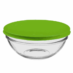 Salad bowl “Chefs” with lid  glass, plastic  0.602 l  D=140, H=62mm  transparent, salads.