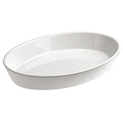 Блюдо для запекания овальное фарфор 360мл ,H=40,L=195,B=110мм белый
