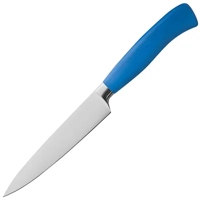 Нож кухонный универсальный «Платинум» сталь нерж.,пластик ,L=29/16,B=3см синий,металлич.