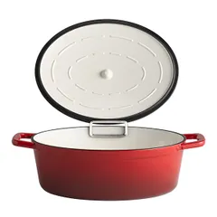 Кастрюля для сервировки «5 звезд» с держателем крышки (индукция) эмалиров.чугун 5л ,H=11,L=250,B=330, изображение 2