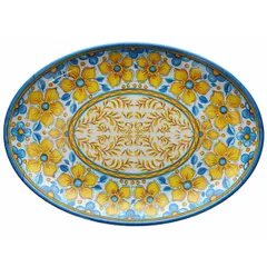 Dish “Narciso” oval plastic ,H=33,L=480,B=340mm mustard, blue