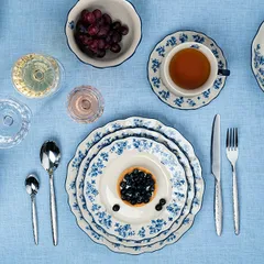 Чашка чайная «Фиори» фарфор 220мл слон.кость,синий, изображение 3