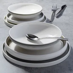 Тарелка «Айсио» с высоким бортом фарфор ,H=28,L=202,B=187мм белый,серый, изображение 2