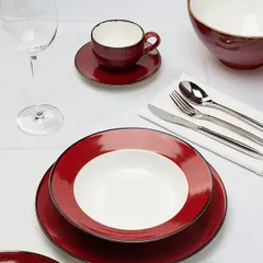 Блюдце «Джаспер» фарфор D=150/50,H=7,1мм белый,красный, изображение 4