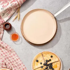 Сковорода для блинов алюмин.,керамика D=28,H=2,L=48см белый,коричнев., изображение 2