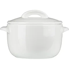 Горшок для запекания «Белая» Классический с крышкой фарфор 0,5л D=145/115,H=73мм белый, изображение 2