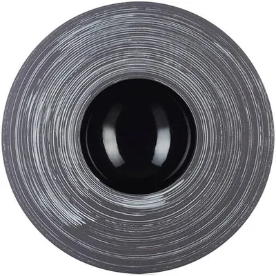 Тарелка «Сфера» с широким бортом керамика 300мл D=30,3см черный,серебрян.