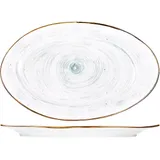 Блюдо «Пастораль» овальное фарфор ,H=25,L=325,B=200мм зелен.